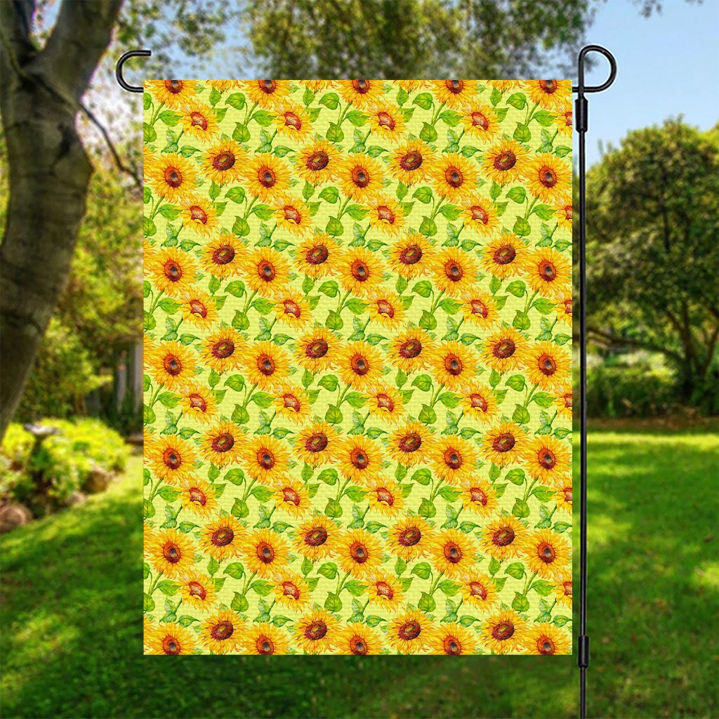 Beige Watercolor Sunflower Pattern Print Garden Flag