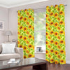 Beige Watercolor Sunflower Pattern Print Grommet Curtains