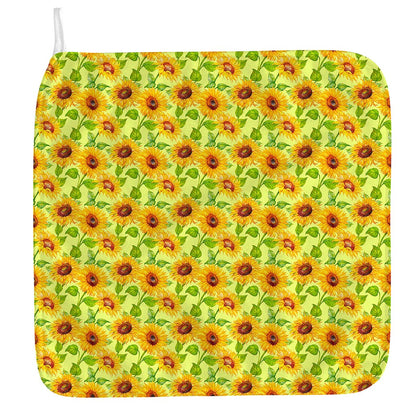 Beige Watercolor Sunflower Pattern Print Hand Towel