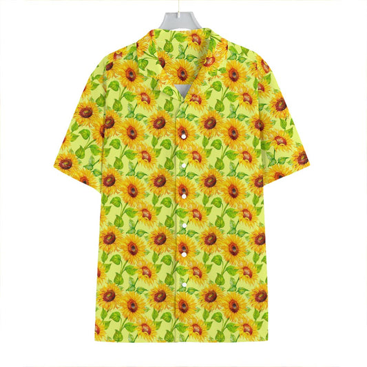Beige Watercolor Sunflower Pattern Print Hawaiian Shirt