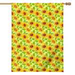 Beige Watercolor Sunflower Pattern Print House Flag