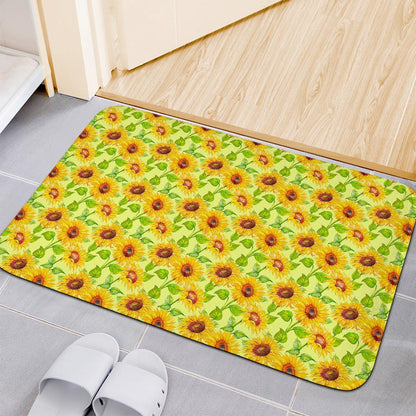 Beige Watercolor Sunflower Pattern Print Indoor Door Mat