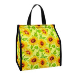 Beige Watercolor Sunflower Pattern Print Insulated Lunch Tote