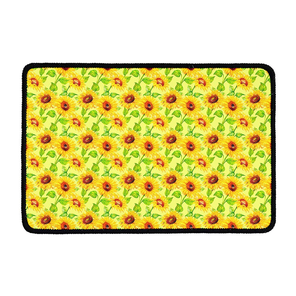 Beige Watercolor Sunflower Pattern Print Kitchen Mat