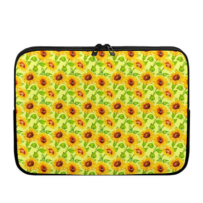 Beige Watercolor Sunflower Pattern Print Laptop Sleeve