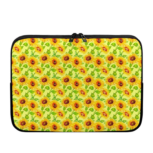 Beige Watercolor Sunflower Pattern Print Laptop Sleeve