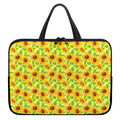 Beige Watercolor Sunflower Pattern Print Laptop Sleeve With Handle