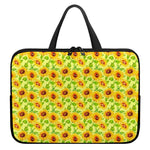 Beige Watercolor Sunflower Pattern Print Laptop Sleeve With Handle