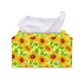 Beige Watercolor Sunflower Pattern Print Leather Tissue Box Cover