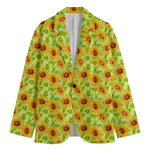 Beige Watercolor Sunflower Pattern Print Men's Blazer