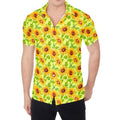 Beige Watercolor Sunflower Pattern Print Men's Shirt