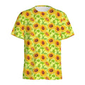 Beige Watercolor Sunflower Pattern Print Men's Athletic T-Shirt