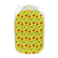 Beige Watercolor Sunflower Pattern Print Mesh Laundry Hamper
