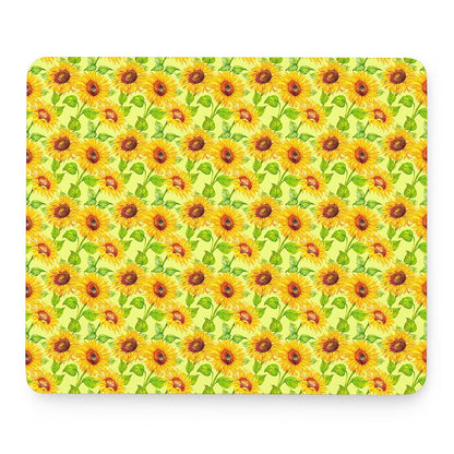 Beige Watercolor Sunflower Pattern Print Mouse Pad