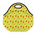 Beige Watercolor Sunflower Pattern Print Neoprene Lunch Bag
