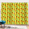 Beige Watercolor Sunflower Pattern Print Pencil Pleat Curtains
