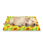 Beige Watercolor Sunflower Pattern Print Pet Cooling Mat Cover
