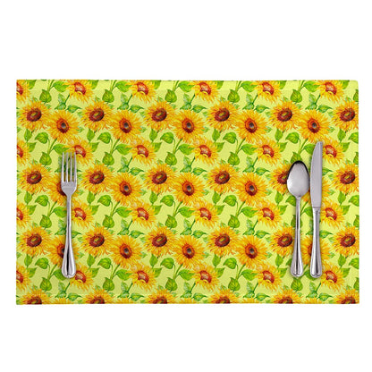 Beige Watercolor Sunflower Pattern Print Placemat