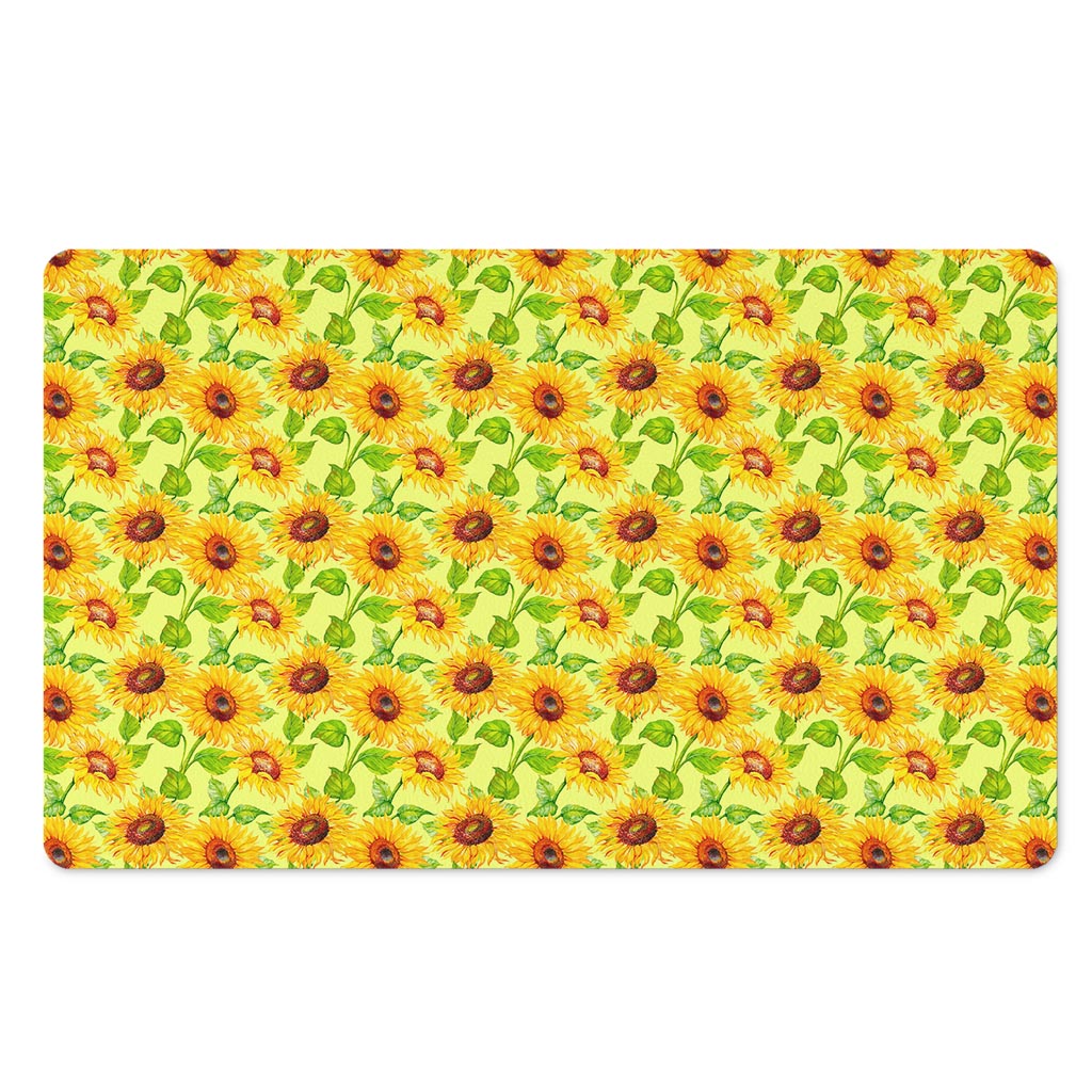 Beige Watercolor Sunflower Pattern Print Polyester Doormat