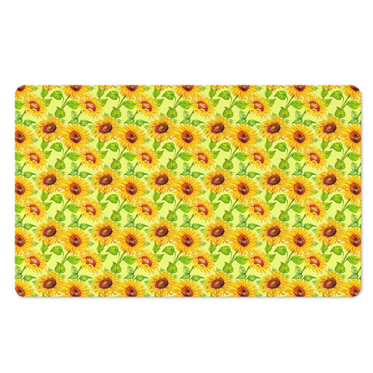 Beige Watercolor Sunflower Pattern Print Polyester Doormat