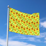 Beige Watercolor Sunflower Pattern Print Polyester Flag