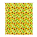 Beige Watercolor Sunflower Pattern Print Polyester Shower Curtain