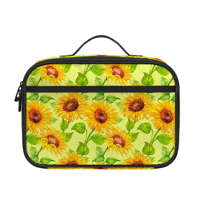 Beige Watercolor Sunflower Pattern Print Portable Lunch Bag