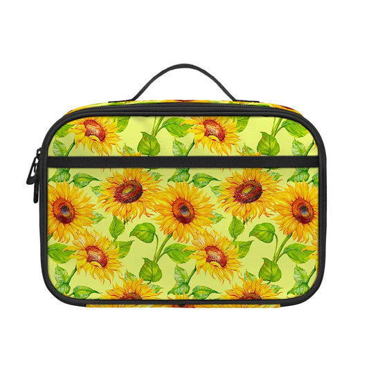 Beige Watercolor Sunflower Pattern Print Portable Lunch Bag