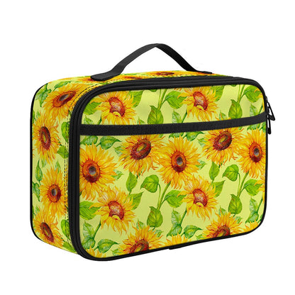 Beige Watercolor Sunflower Pattern Print Portable Lunch Bag