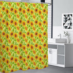 Beige Watercolor Sunflower Pattern Print Premium Shower Curtain