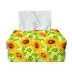 Beige Watercolor Sunflower Pattern Print Rectangle Tissue Box Cover