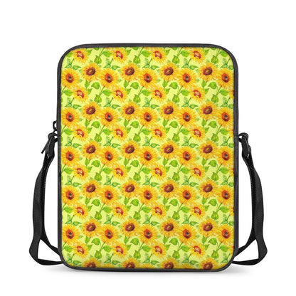Beige Watercolor Sunflower Pattern Print Rectangular Crossbody Bag