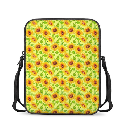Beige Watercolor Sunflower Pattern Print Rectangular Crossbody Bag