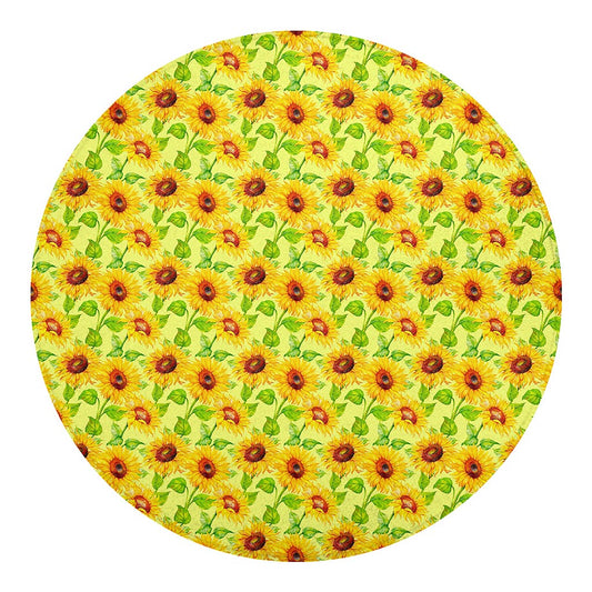 Beige Watercolor Sunflower Pattern Print Round Blanket