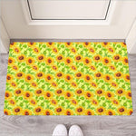 Beige Watercolor Sunflower Pattern Print Rubber Doormat