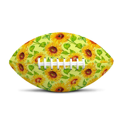Beige Watercolor Sunflower Pattern Print Rugby Ball