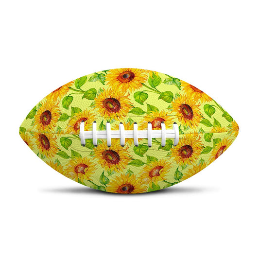 Beige Watercolor Sunflower Pattern Print Rugby Ball