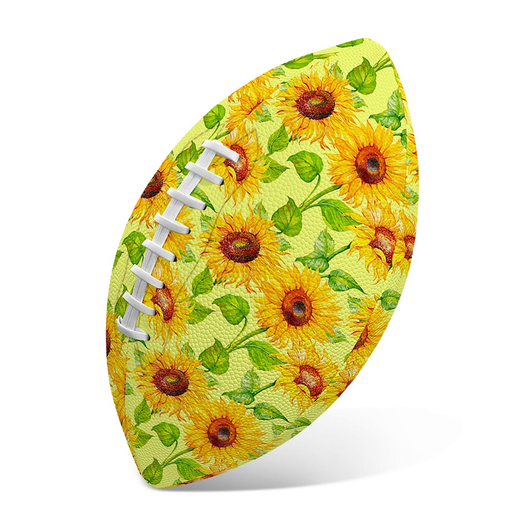 Beige Watercolor Sunflower Pattern Print Rugby Ball