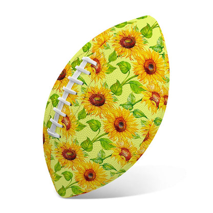 Beige Watercolor Sunflower Pattern Print Rugby Ball