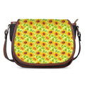Beige Watercolor Sunflower Pattern Print Saddle Bag