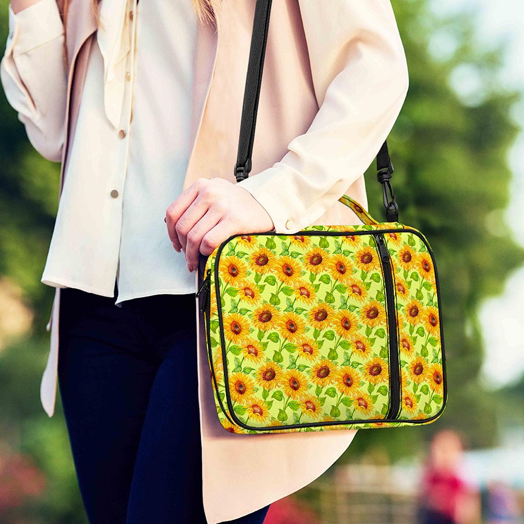 Beige Watercolor Sunflower Pattern Print Shoulder Strap Bible Bag
