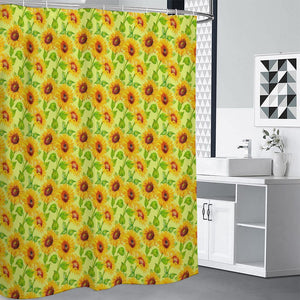 Beige Watercolor Sunflower Pattern Print Shower Curtain