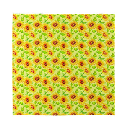 Beige Watercolor Sunflower Pattern Print Silk Bandana