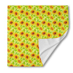 Beige Watercolor Sunflower Pattern Print Silk Bandana