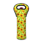Beige Watercolor Sunflower Pattern Print Single Neoprene Wine Tote