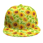 Beige Watercolor Sunflower Pattern Print Snapback Cap