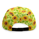 Beige Watercolor Sunflower Pattern Print Snapback Cap