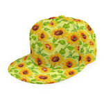 Beige Watercolor Sunflower Pattern Print Snapback Cap