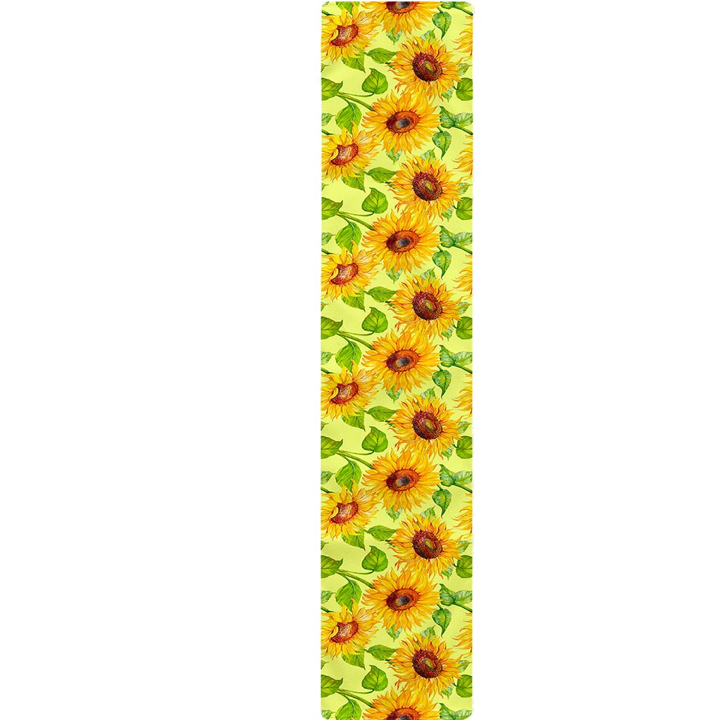 Beige Watercolor Sunflower Pattern Print Table Runner