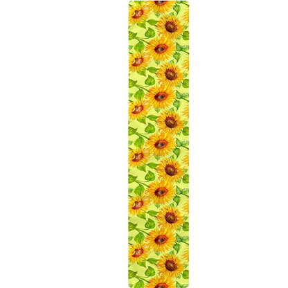 Beige Watercolor Sunflower Pattern Print Table Runner